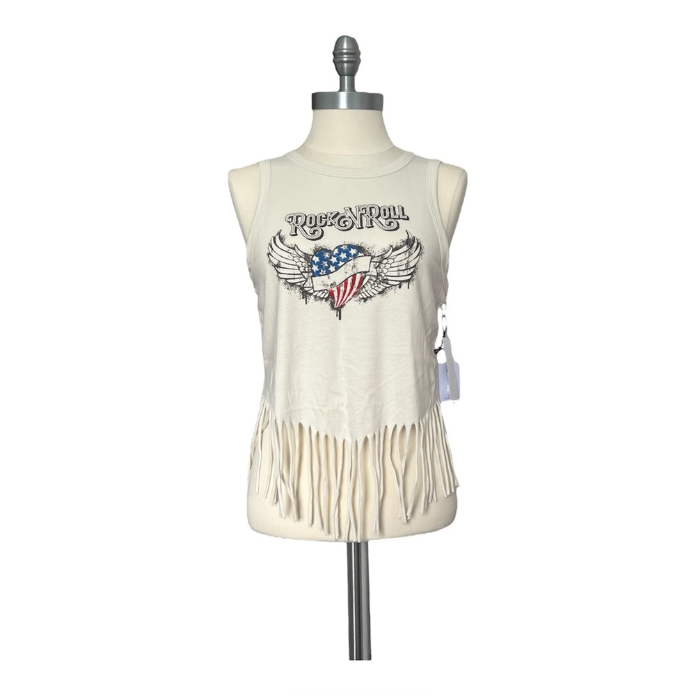 La La Land Creative Co NWT Originality Rock-N-Roll Graphic Top USA Heart Wings S